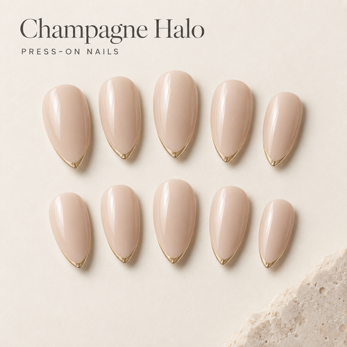 Champagne Halo Press On Nails