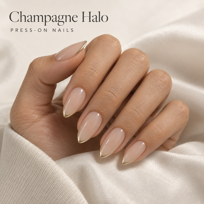 Champagne Halo Press On Nails